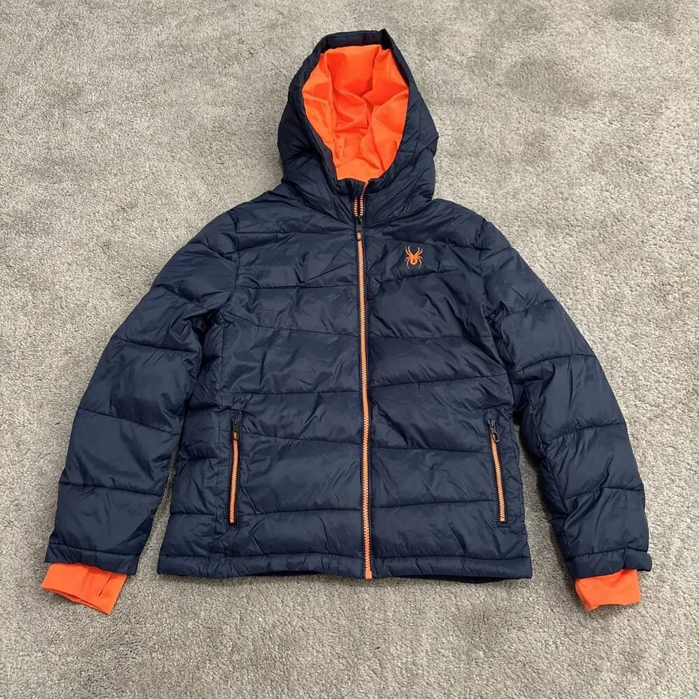 Spyder Blue Insulated Hooded Puffer Jacket Coat Youth M (10/12)